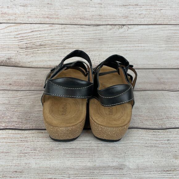 Taos Universe Womens EU 41 US 10-10.5 Sandals Black Leather Footbed - Picture 6 of 11